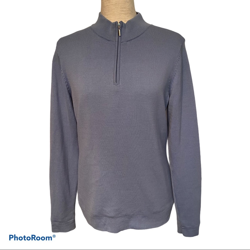 FAIRWAY AND GREENE SWEATER 1/4 ZIP BLUE LONG SLEEVE SIZE M